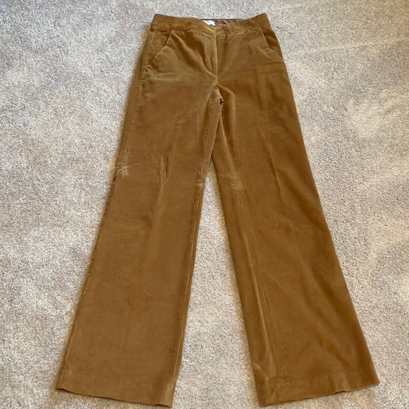 Aritzia Babaton Cole wide leg corduroy pants.  Gold.  Size 2 EUC. - Picture 1 of 5